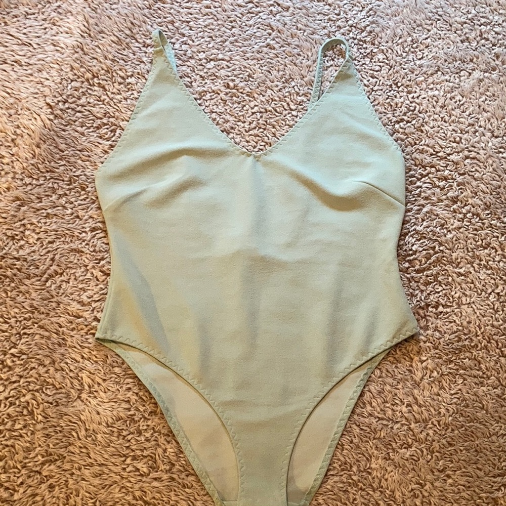 5/$25 H&M Light Sage Green V-Neck Bodysuit